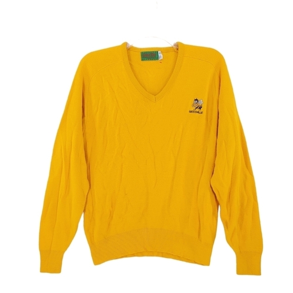 VTG Game Day Sweater Mens XL Solana Designs Dallas Gold Fleece V-Neck USA Made - Picture 9 of 10